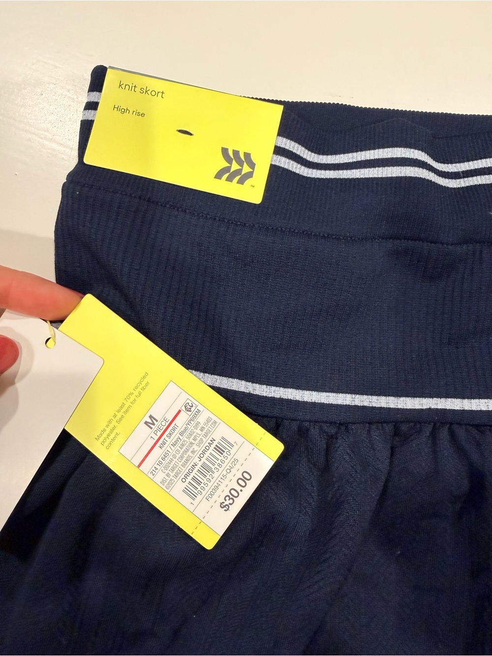 Navy all in motion Tennis skirt and top with White Stripe Detail - Picture 3 of 3